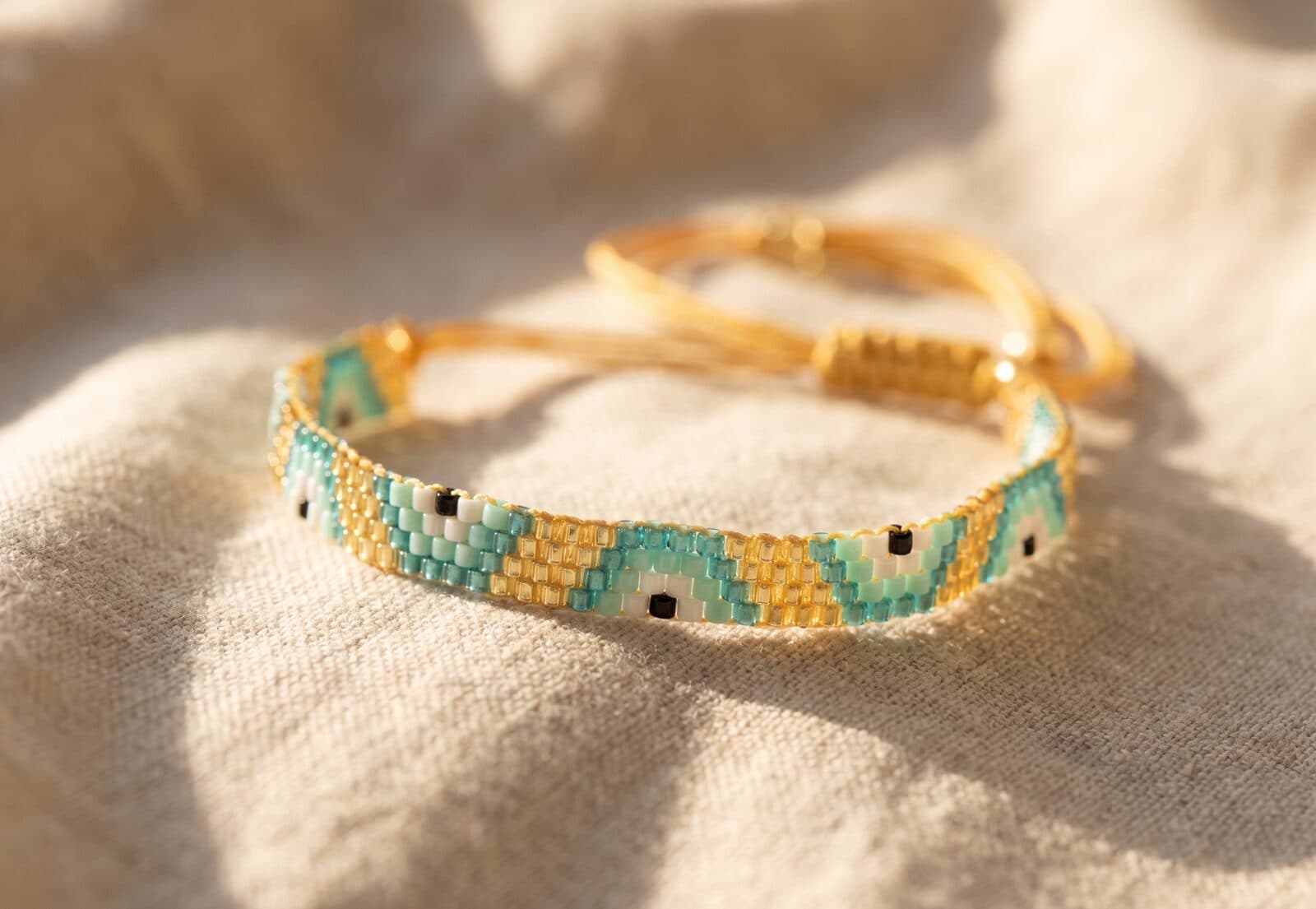 Pulsera Ojo Turco 4 Líneas Turquesa en cristal miyuki - Amara Accesorios