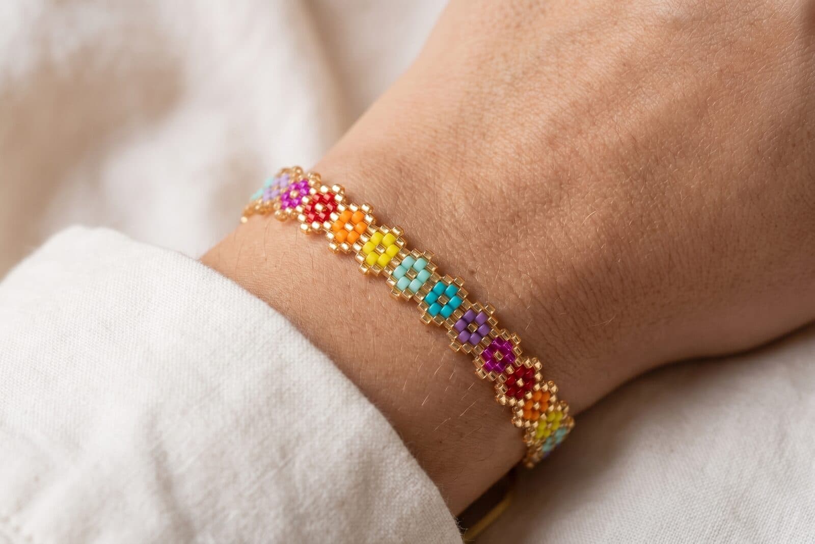 Pulsera Flores Chakra Vivos en cristal miyuki - Amara Accesorios