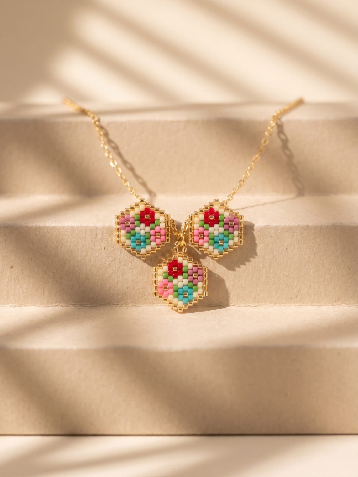 Set Trinidad Floral en cristal miyuki - Amara Accesorios